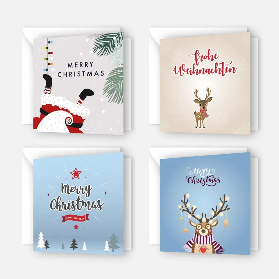4 bezaubernde Weihnachtskarten - Klappkarten 148 x 14,8cm