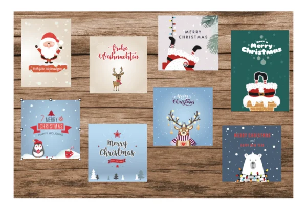 8 verschiedene Weihnachtskarten 14,8x14,8cm und 10,5x14,8cm – Bild 6