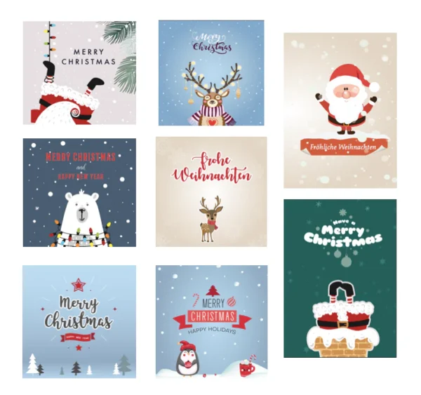 8 verschiedene Weihnachtskarten 14,8x14,8cm und 10,5x14,8cm – Bild 2