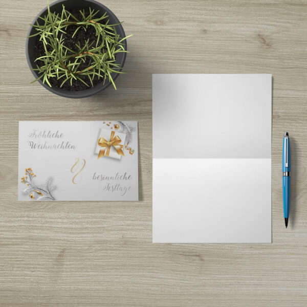 4 Weihnachtskarten Grußkarten in gold, silber und dunkelblau 12x18cm – Bild 5
