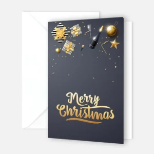 1 edle Weihnachtskarte 12x18cm Klappkarte dunkelblau gold