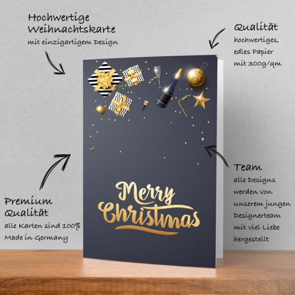 4 Weihnachtskarten Grußkarten in gold, silber und dunkelblau 12x18cm – Bild 2