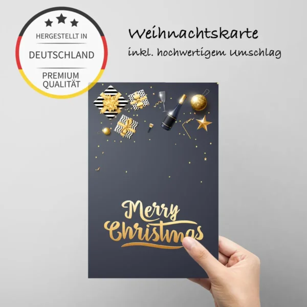 1 edle Weihnachtskarte 12x18cm Klappkarte dunkelblau gold – Bild 5