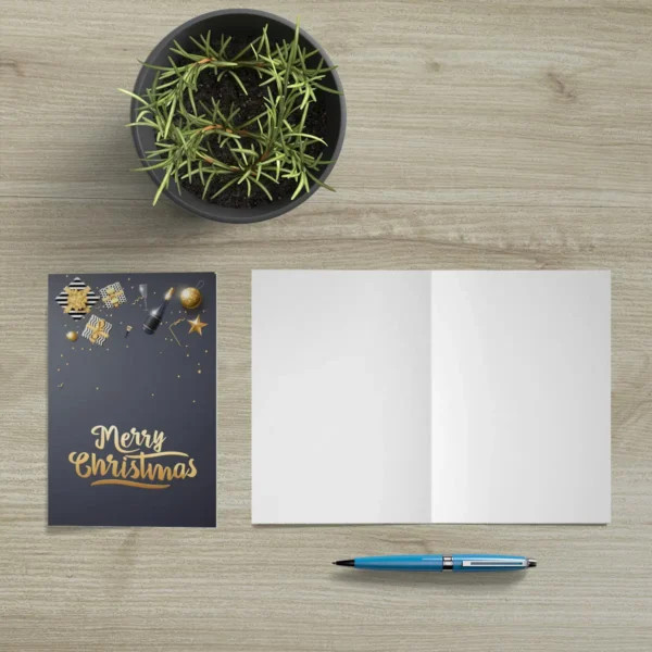 1 edle Weihnachtskarte 12x18cm Klappkarte dunkelblau gold – Bild 6