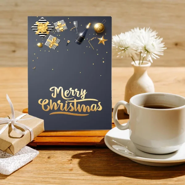 1 edle Weihnachtskarte 12x18cm Klappkarte dunkelblau gold – Bild 8