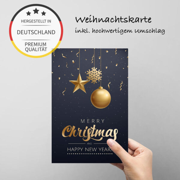 4 Weihnachtskarten Grußkarten in gold, silber und dunkelblau 12x18cm – Bild 4