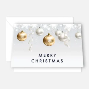 1 edle Weihnachtskarte 12x18cm Klappkarte weiß / gold / silber