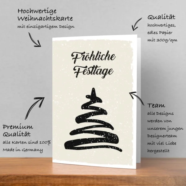 4 quadratische Weihnachtskarten + 4 Kuverts – Bild 8