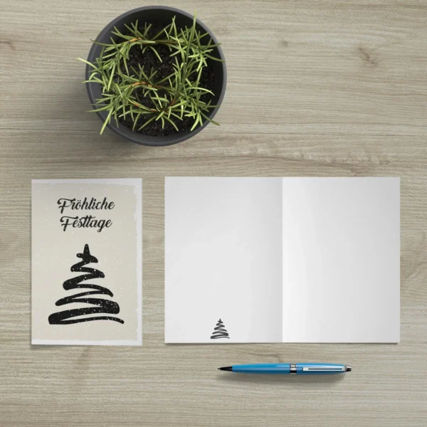 4 quadratische Weihnachtskarten + 4 Kuverts – Bild 9
