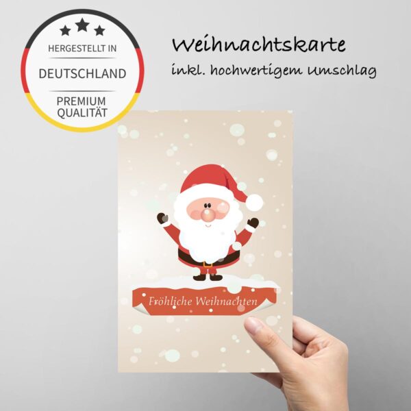 1 fröhliche Weihnachtskarte mit Weihnachtsmannmotiv - 14,8x10,5cm + 1 Kuvert in weiß – Bild 3