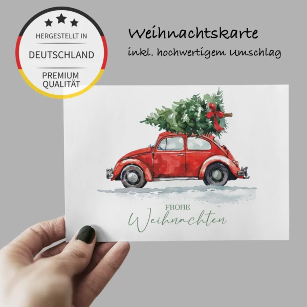 1 Weihnachtskarte - Klappkarte  10,5 x 14,8cm - rotes Auto mit Tanne – Bild 8