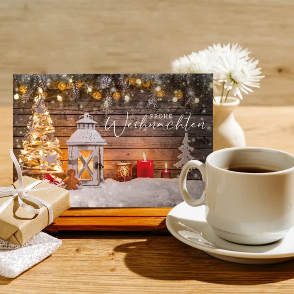 1 edle Weihnachtskarte 12x18cm Klappkarte - Laterne / Kerze – Bild 4