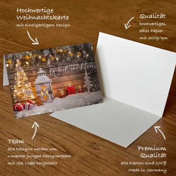 1 edle Weihnachtskarte 12x18cm Klappkarte - Laterne / Kerze – Bild 5