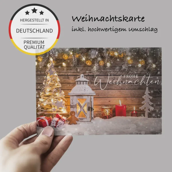 1 edle Weihnachtskarte 12x18cm Klappkarte - Laterne / Kerze – Bild 6