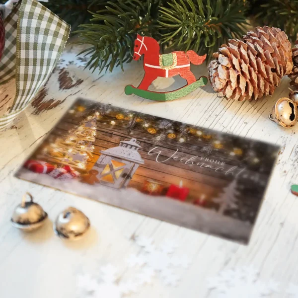 1 edle Weihnachtskarte 12x18cm Klappkarte - Laterne / Kerze – Bild 7
