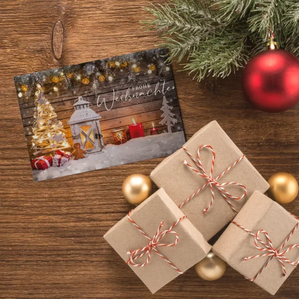 1 edle Weihnachtskarte 12x18cm Klappkarte - Laterne / Kerze – Bild 9