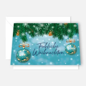 1 edle Weihnachtskarte, Klappkarte - 14,8x14,8cm - goldfarbenes Motiv