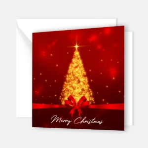 1 edle Weihnachtskarte rot / gold - 14,8x14,8cm Klappkarte