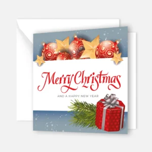 1 quadratische Weihnachtskarte - Klappkarte mit traditionellen Elemente