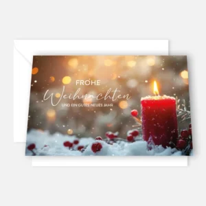 1 edle Weihnachtskarte - Klappkarte  12 x 18cm Motiv rote Kerze