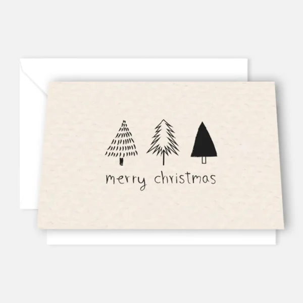 1 minimalistische Weihnachtskarte- Klappkarte  10,5x14,8cm - 3 Tannenbäume