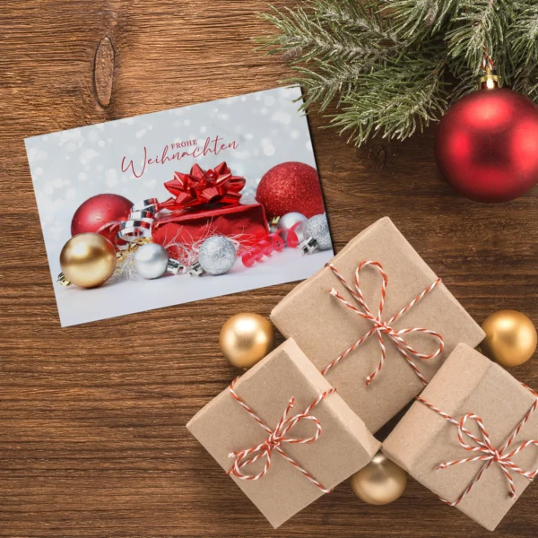 1 edle Weihnachtskarte - Klappkarte  12 x 18cm Motiv schöne Weihnachtskugeln – Bild 3