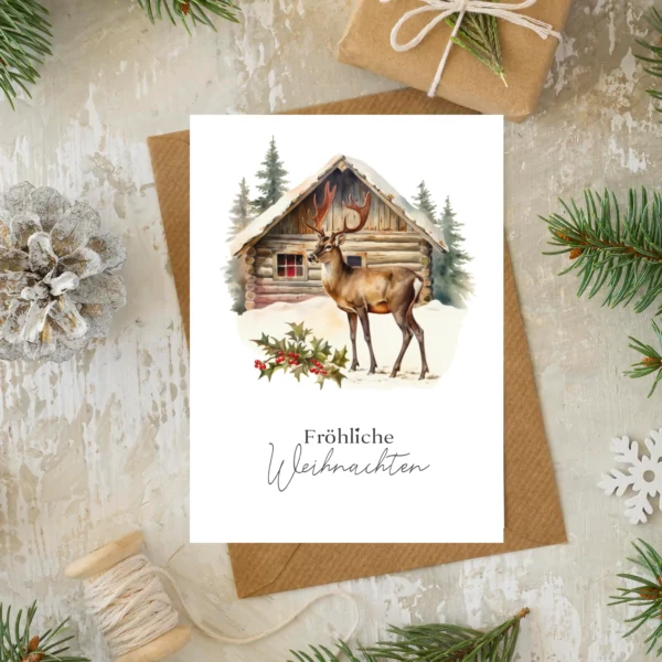 1 Weihnachtskarte 10,5x14,8cm - Motiv Rentier – Bild 3