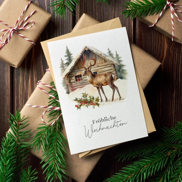 1 Weihnachtskarte 10,5x14,8cm - Motiv Rentier – Bild 5