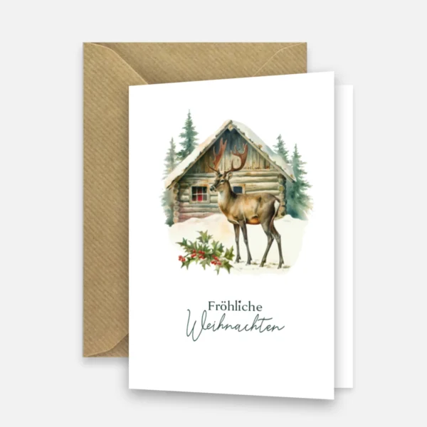 1 Weihnachtskarte 10,5x14,8cm - Motiv Rentier