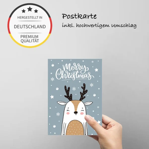 1 Weihnachtskarte - Postkarte  10,5x14,8cm Rentier – Bild 4