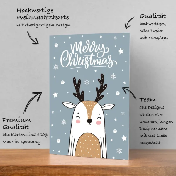 1 Weihnachtskarte - Postkarte  10,5x14,8cm Rentier – Bild 5