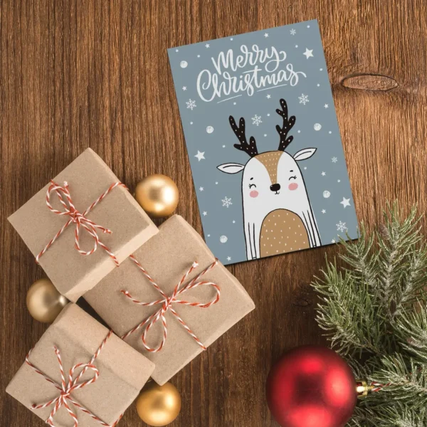 1 Weihnachtskarte - Postkarte  10,5x14,8cm Rentier – Bild 7