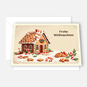 1 Weihnachtskarte mit Retromotiv Lebkuchenhaus  10,5x14,8cm