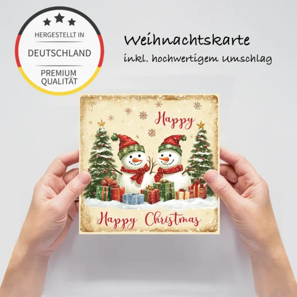 1 Weihnachtskarte mit Retromotiv  2 Schneemänner 14,8x14,8cm – Bild 5
