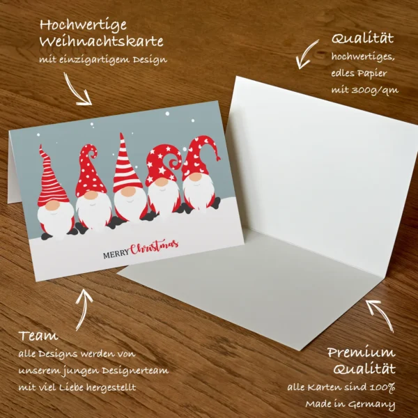 1 wundervolle Weihnachtskarte- Klappkarte mit 5 Wichtel - 10,5x14,8cm – Bild 6