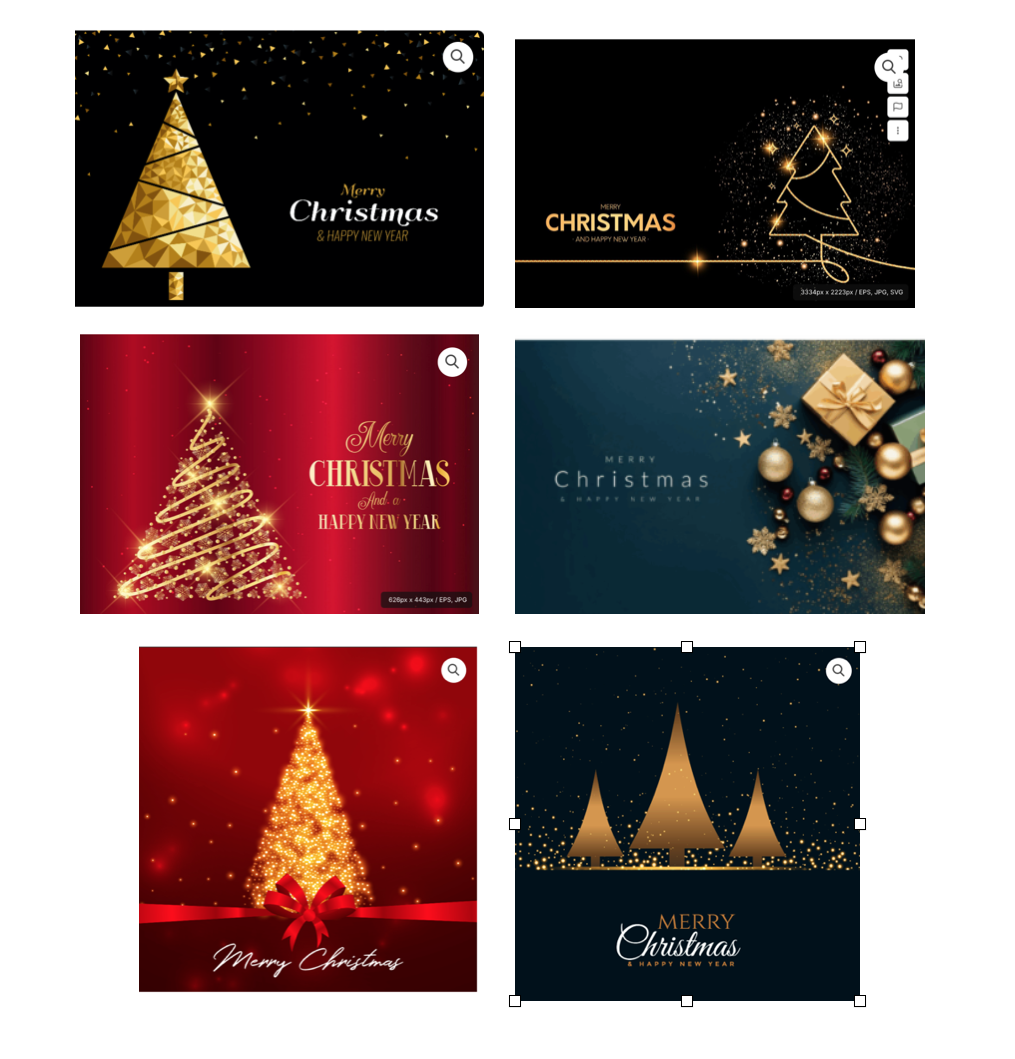 Edles Weihnachtskarten im Set - 6 Motive - Klappkarten  12 x 18cm mit 6 Kuverts