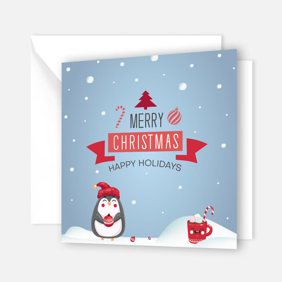 1 Weihnachtskarte- Klappkarte  14,8x14,8cm - Motiv Pinguin