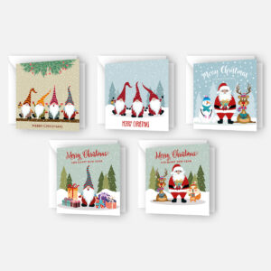 5 Weihnachtskarten im Set mit Wichtelmotiven - Klappkarten -inkl. 5 Umschläge