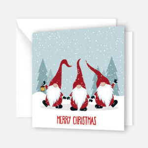 1 quadratische Weihnachtskarten mit 3 fröhliche Wichtel - Klappkarte
