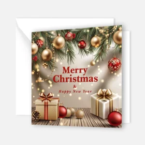 15 edle Weihnachtskarten, Klappkarten - 14,8x14,8cm - goldfarbenes Motiv + 15 Umschläge