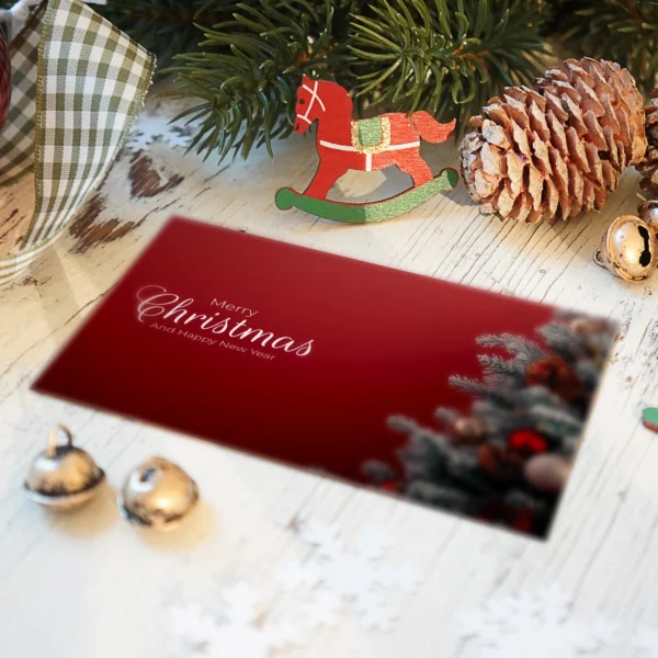 1 edle Weihnachtskarte - Klappkarte  12 x 18cm dunkelrot mit Christbaum – Bild 8