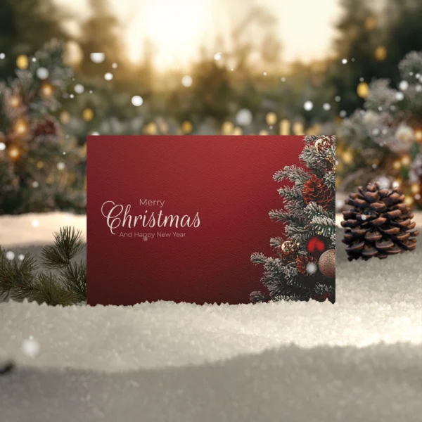 1 edle Weihnachtskarte - Klappkarte  12 x 18cm dunkelrot mit Christbaum – Bild 9