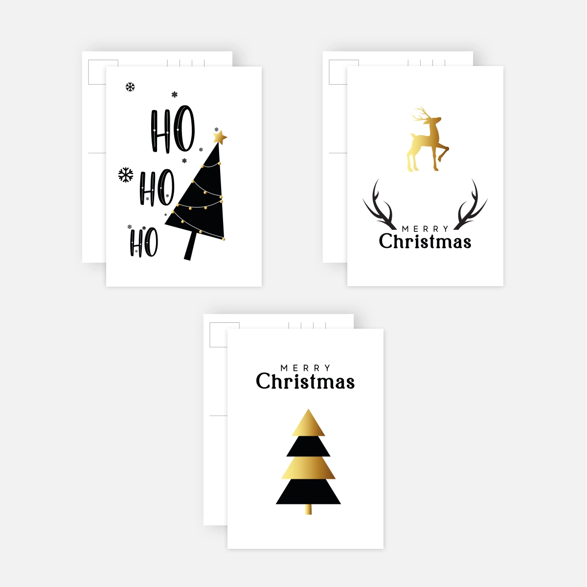 3 moderne Weihnachtskarten- Postkarten - im Set