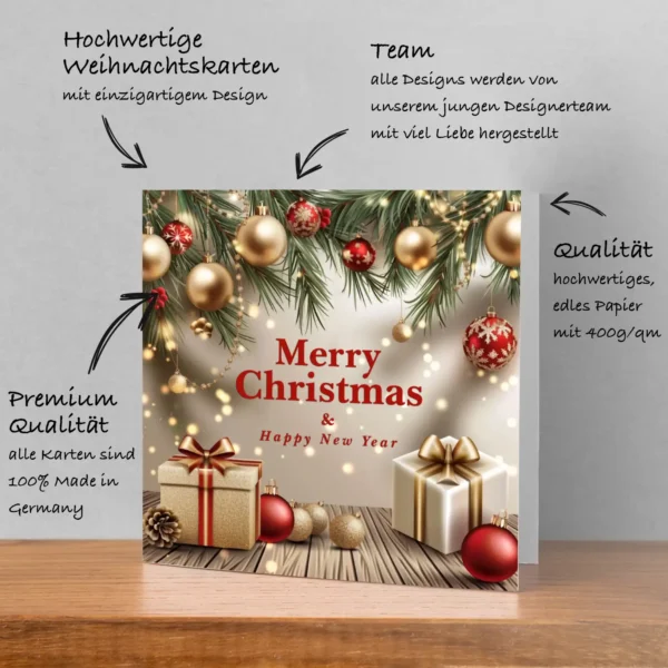 15 edle Weihnachtskarten, Klappkarten - 14,8x14,8cm - goldfarbenes Motiv + 15 Umschläge – Bild 5