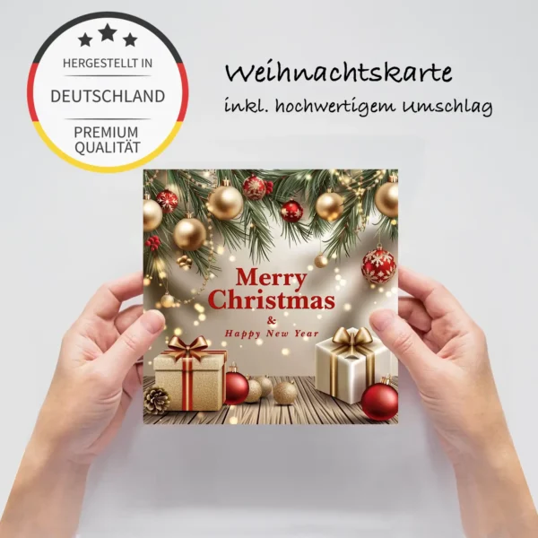 15 edle Weihnachtskarten, Klappkarten - 14,8x14,8cm - goldfarbenes Motiv + 15 Umschläge – Bild 6