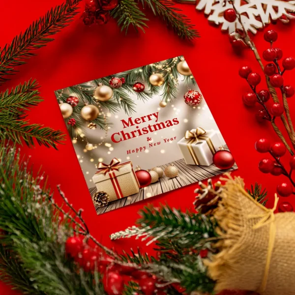 15 edle Weihnachtskarten, Klappkarten - 14,8x14,8cm - goldfarbenes Motiv + 15 Umschläge – Bild 8