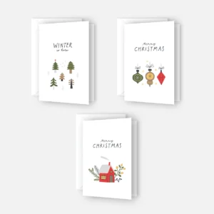 3 moderne Weihnachtskarten 10,5x14,8cm - minimalistisches Design