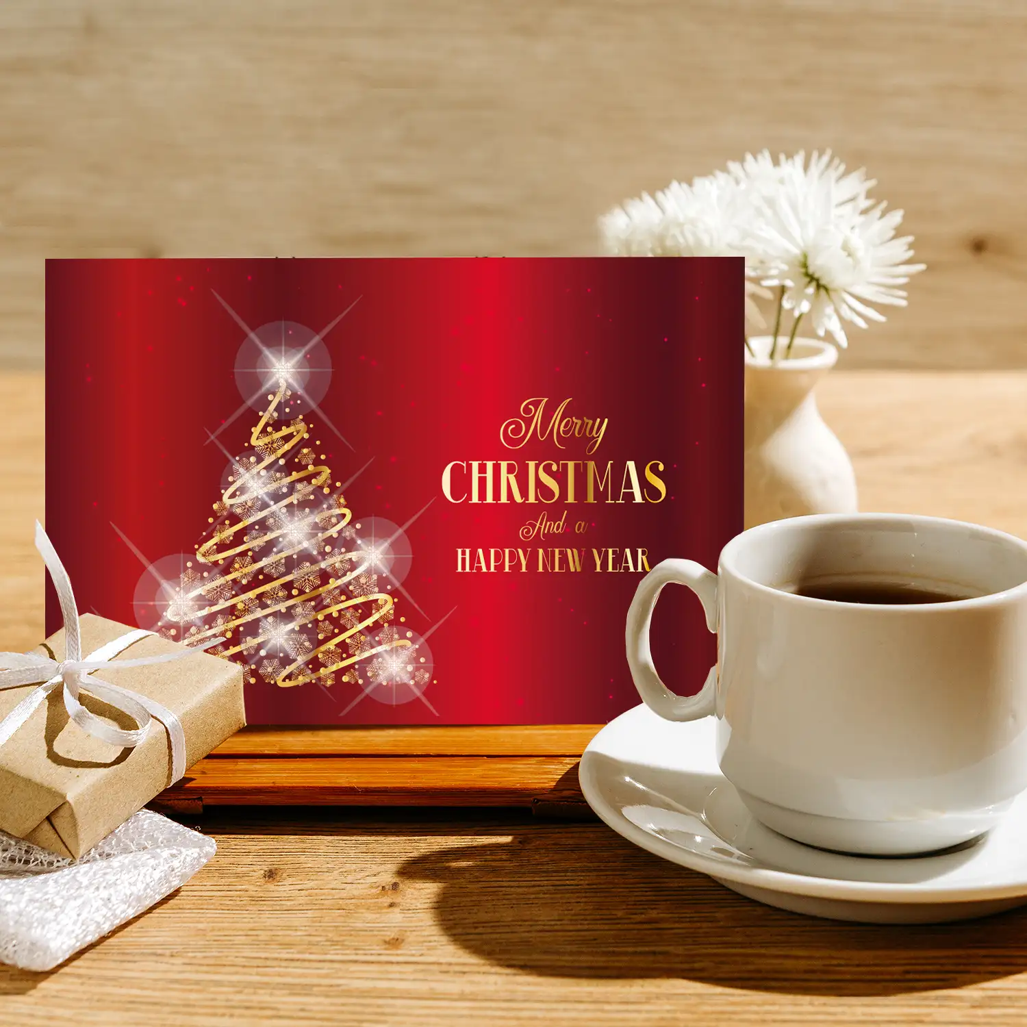 10 bezaubernde Weihnachtskarten - Klappkarte  12 x 18cm dunkelrot – Bild 4