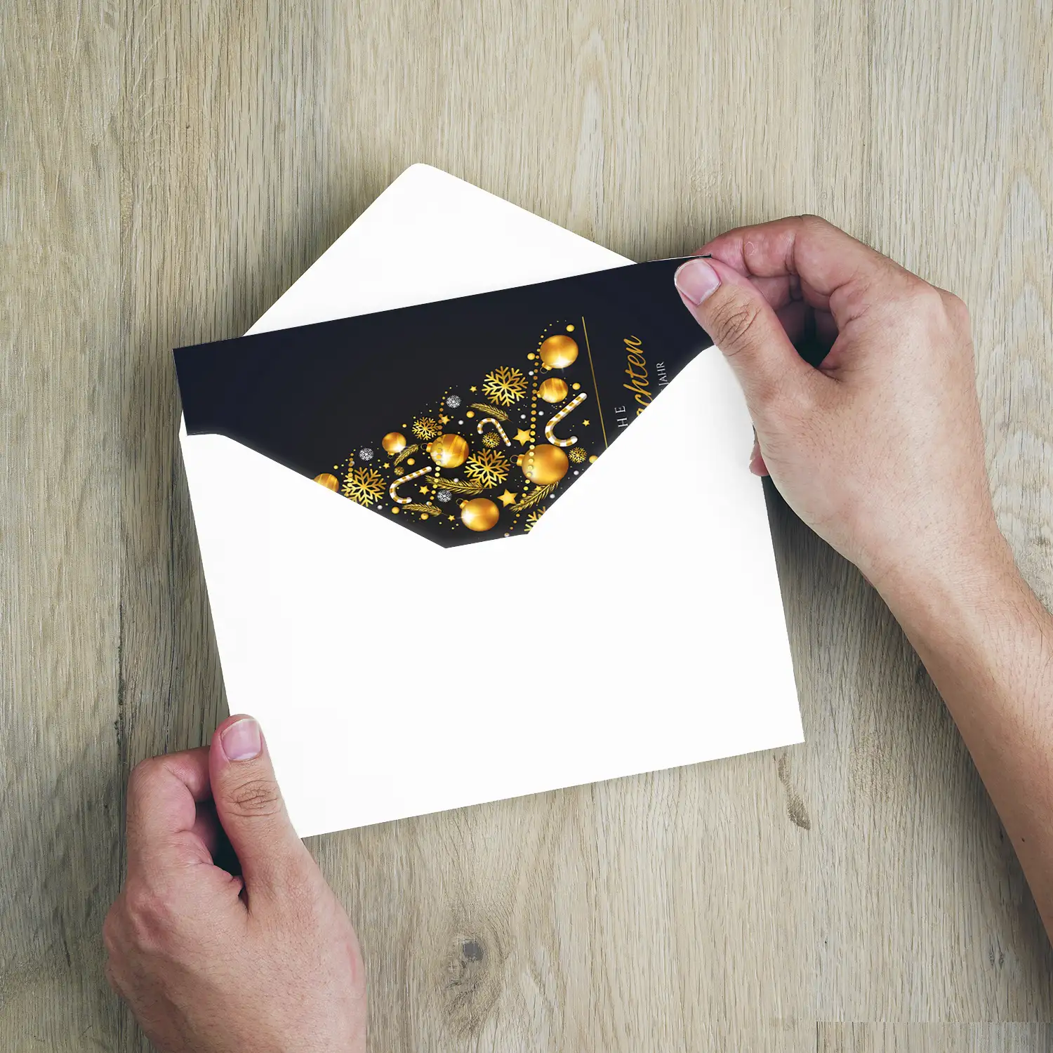 Edles Weihnachtskarten-Set goldener Weihnachtsbaum - 10 Klappkarten – Bild 11