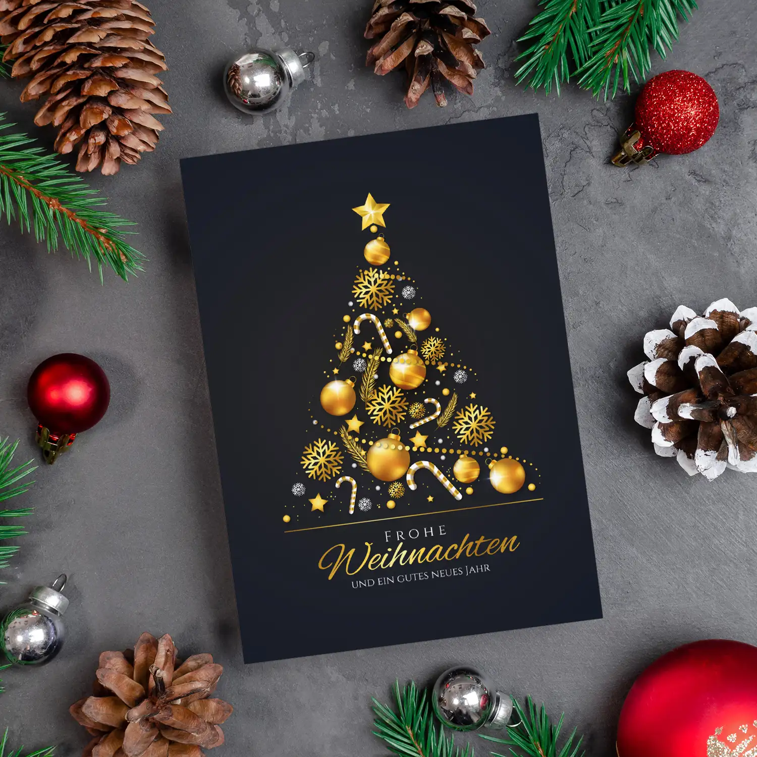 Edles Weihnachtskarten-Set goldener Weihnachtsbaum - 10 Klappkarten – Bild 6